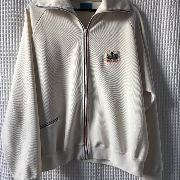 Vintage Goldwin off-white men's track jacket made in Japan Pebble Beach patch XL - Picture 1 of 5